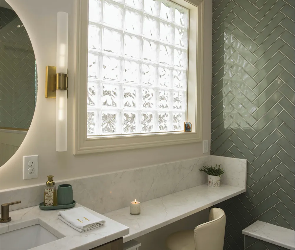 Sage Herringbone Spa Bath, Bathroom remodel in Westerville, Ohio, photo 2
