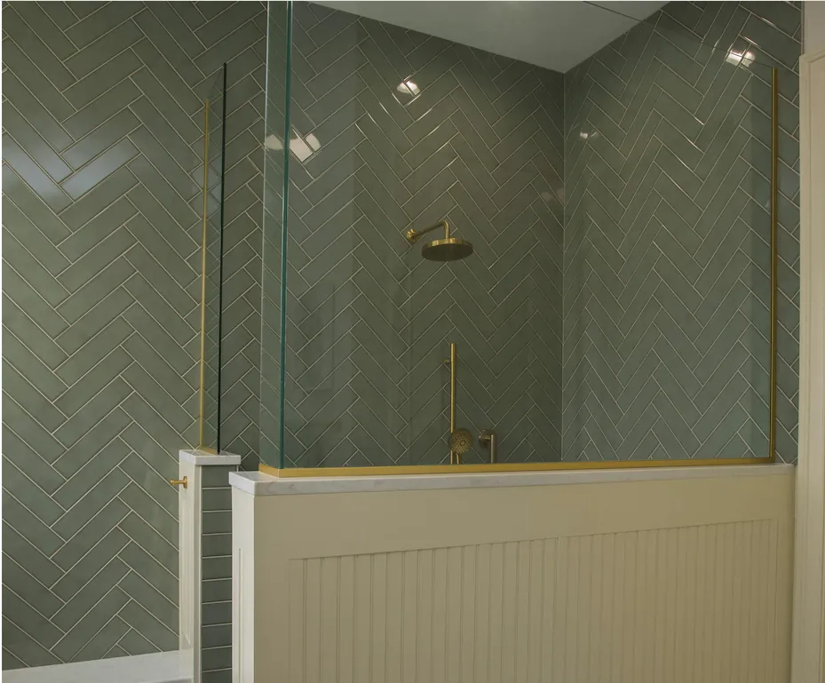 Sage Herringbone Spa Bath, Bathroom remodel in Westerville, Ohio, photo 5