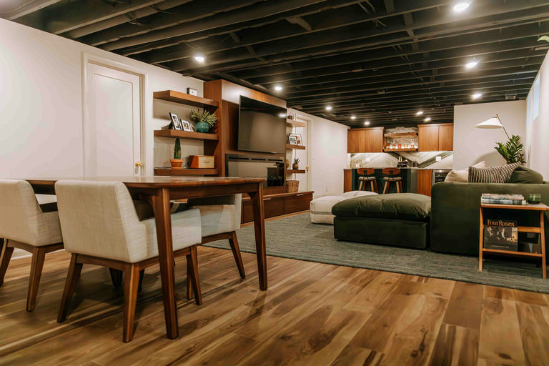 Mid Century Lux basement remodel by Gentry Custom Remodeling in Powell, Ohio