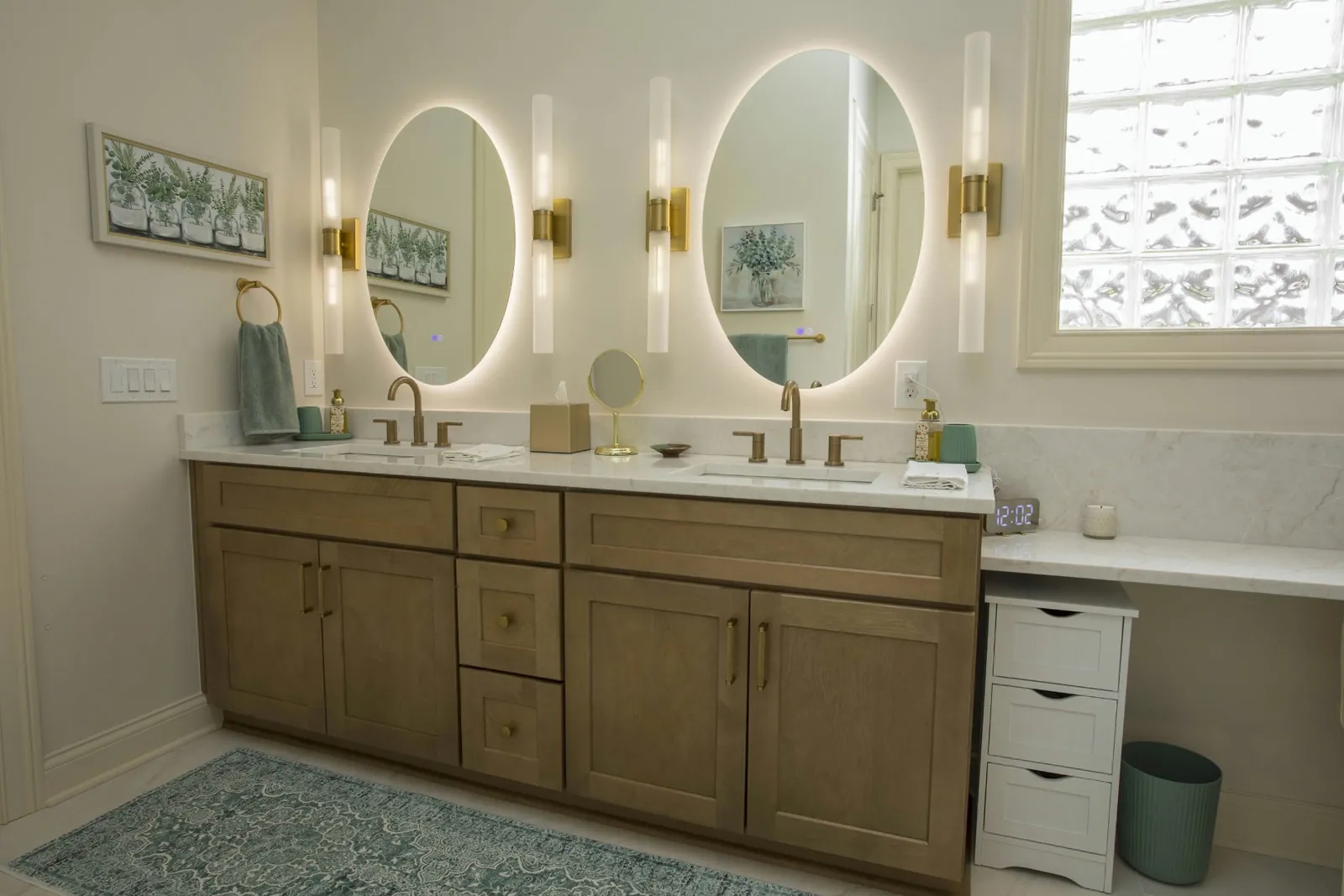 Sage Herringbone Spa Bath remodel by Gentry Custom Remodeling in Westerville, Ohio