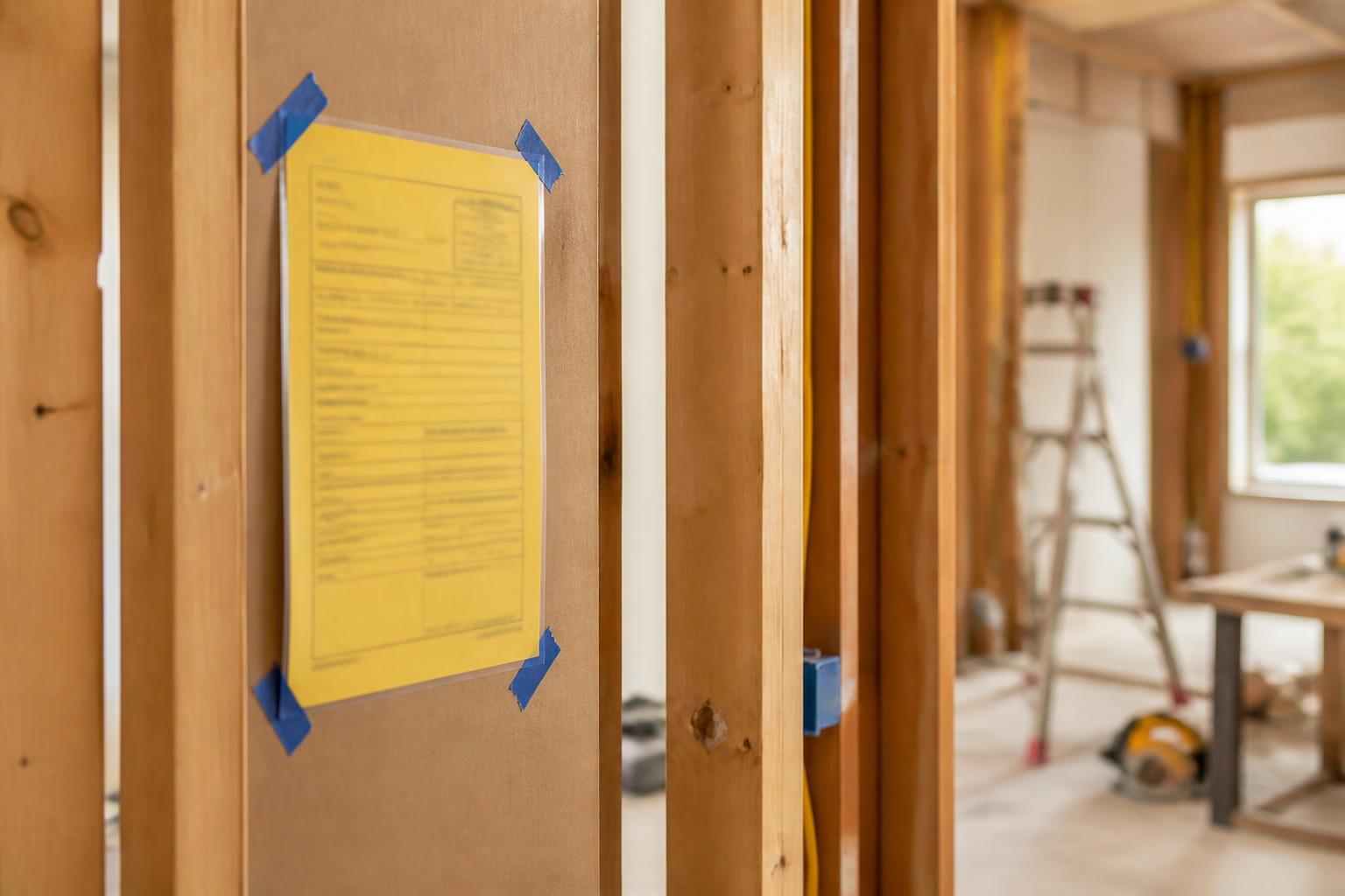Building permit posted at a residential remodel jobsite by Gentry Custom Remodeling in Dublin, Ohio